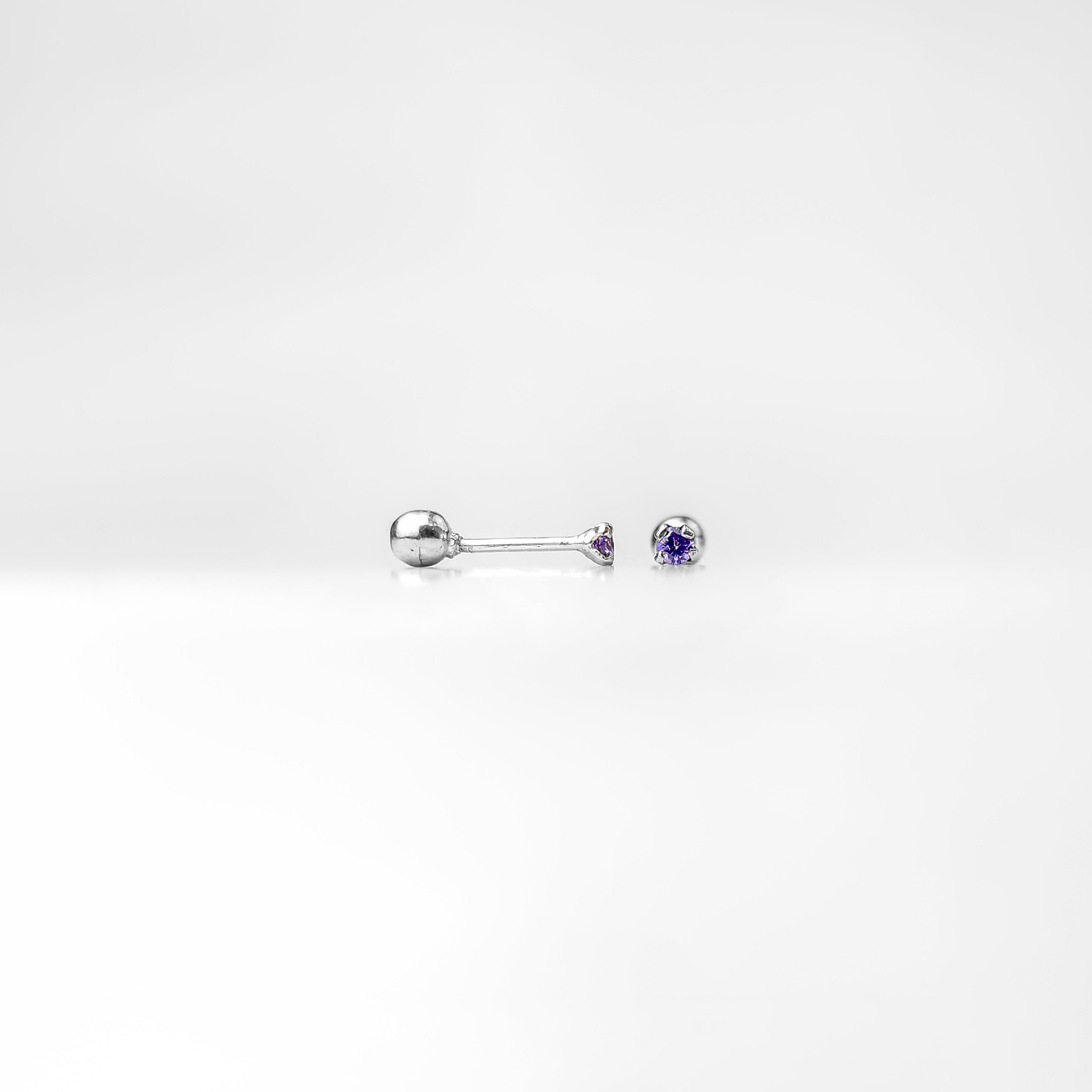 Arete de bolita Morado