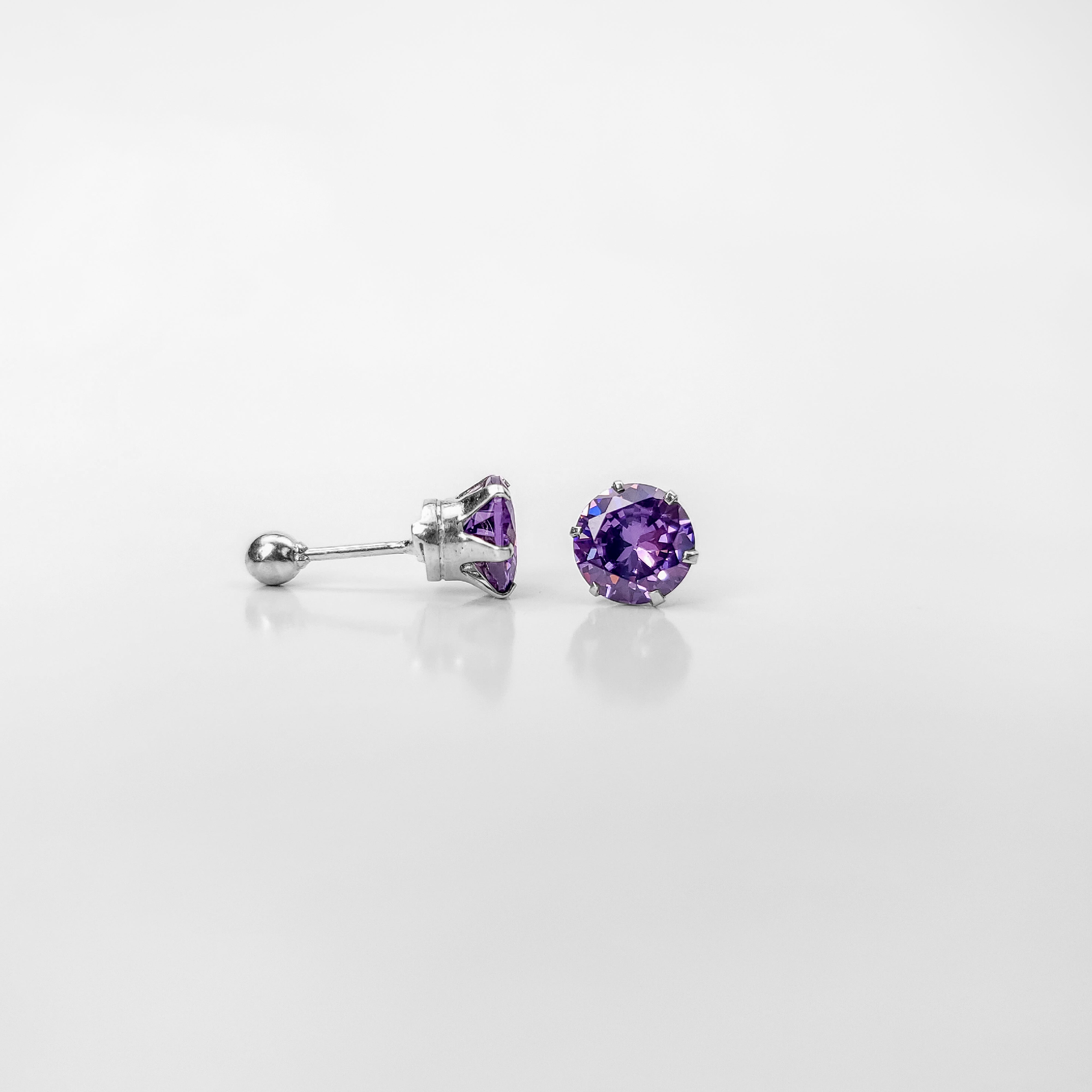 Arete de bolita Morado