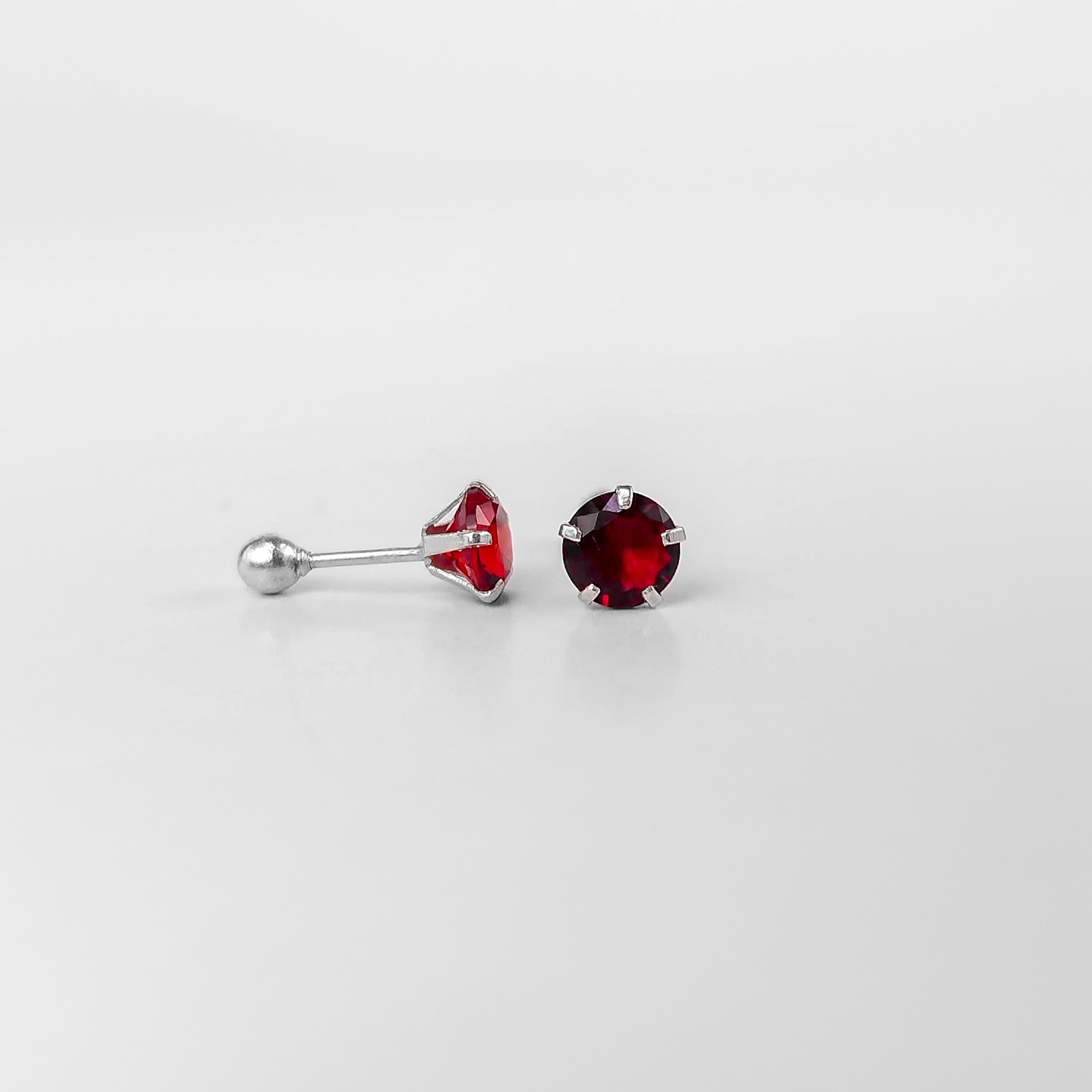 Arete de bolita Rojo