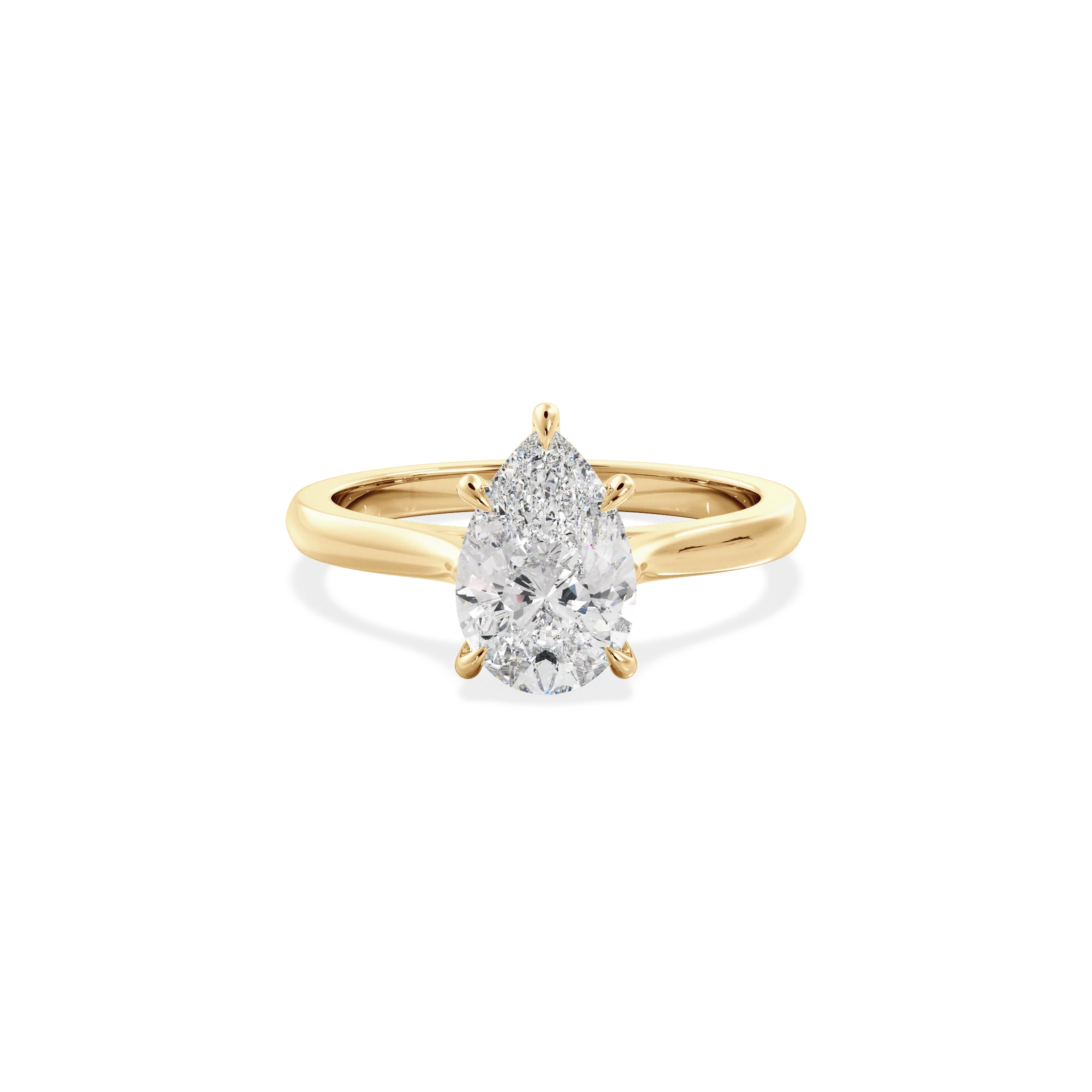 Pear solitaire with elevated shoulders gold