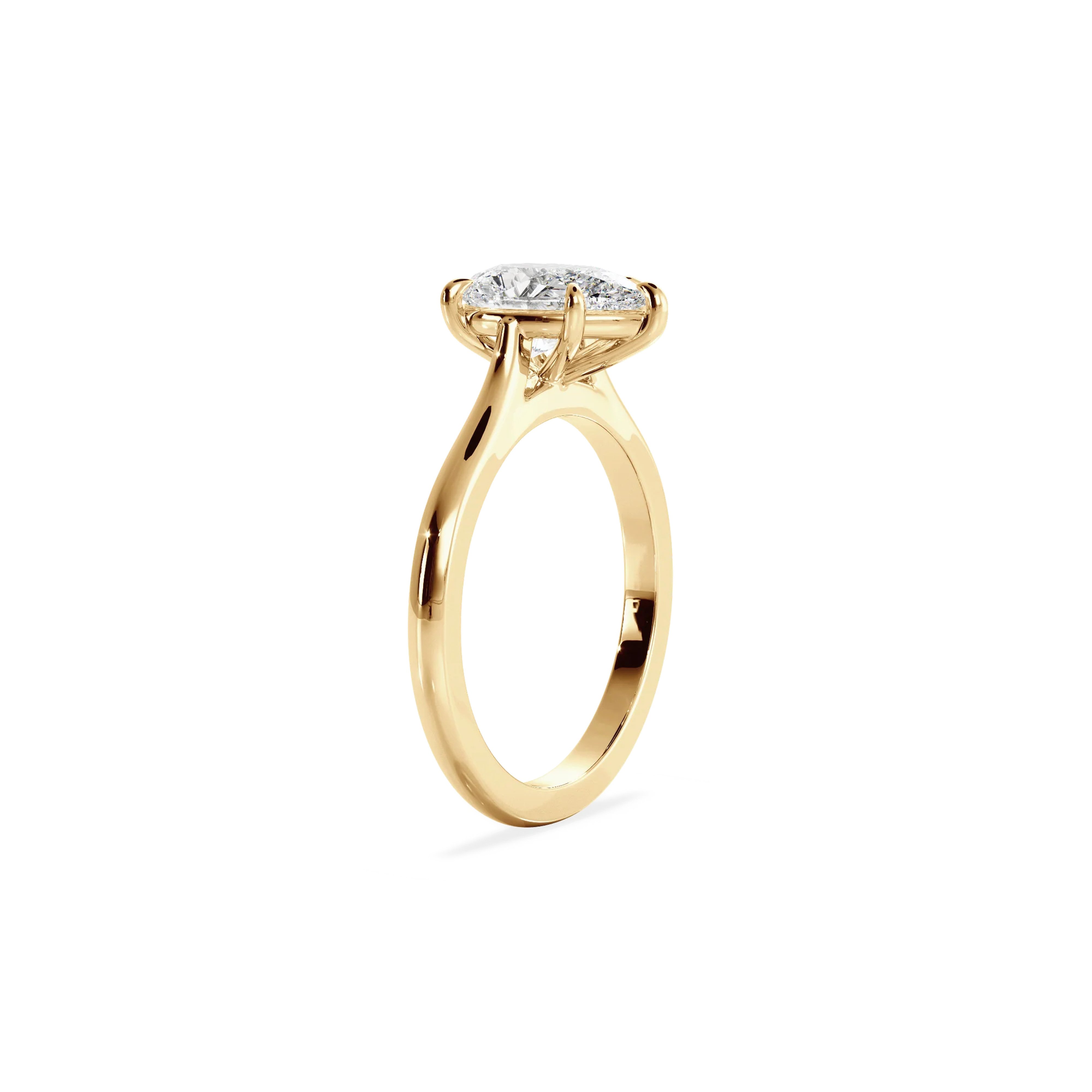 Pear solitaire with elevated shoulders gold