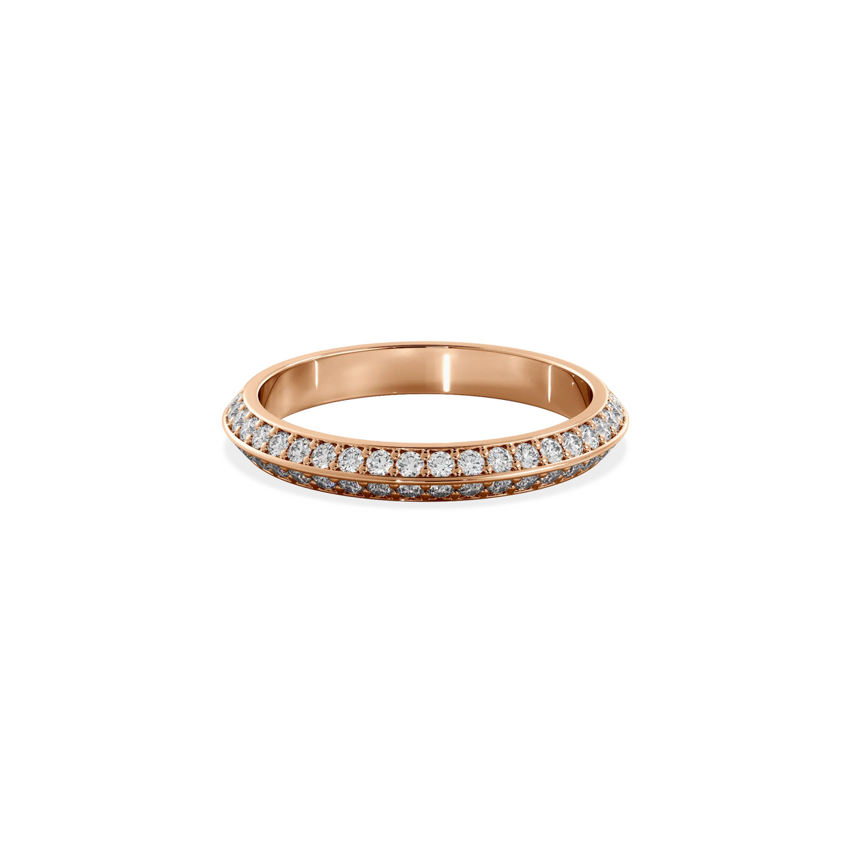 Anillo Lite dos aguas rose gold 3mm doble pavé