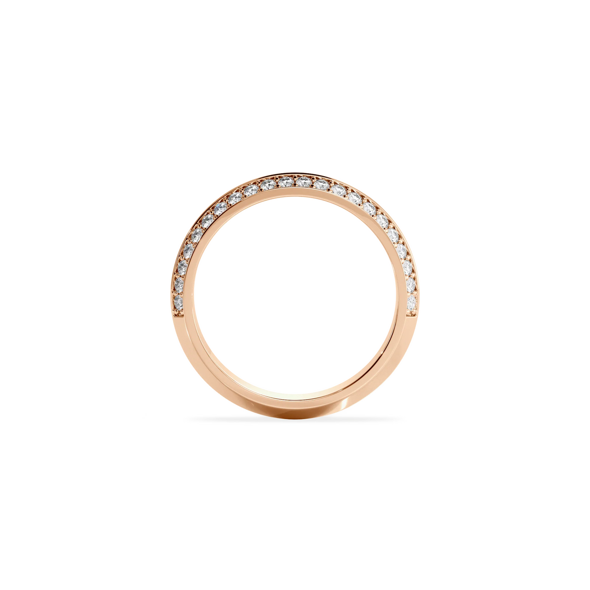 Anillo Lite dos aguas rose gold 3mm doble pavé