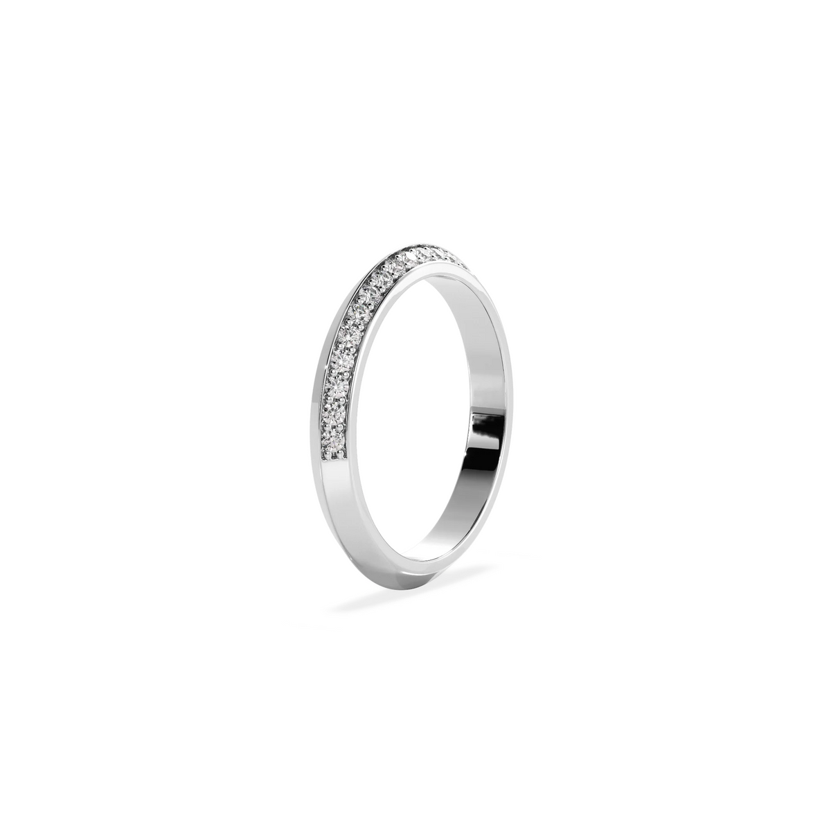 Anillo Lite dos aguas white gold 3mm con pavé