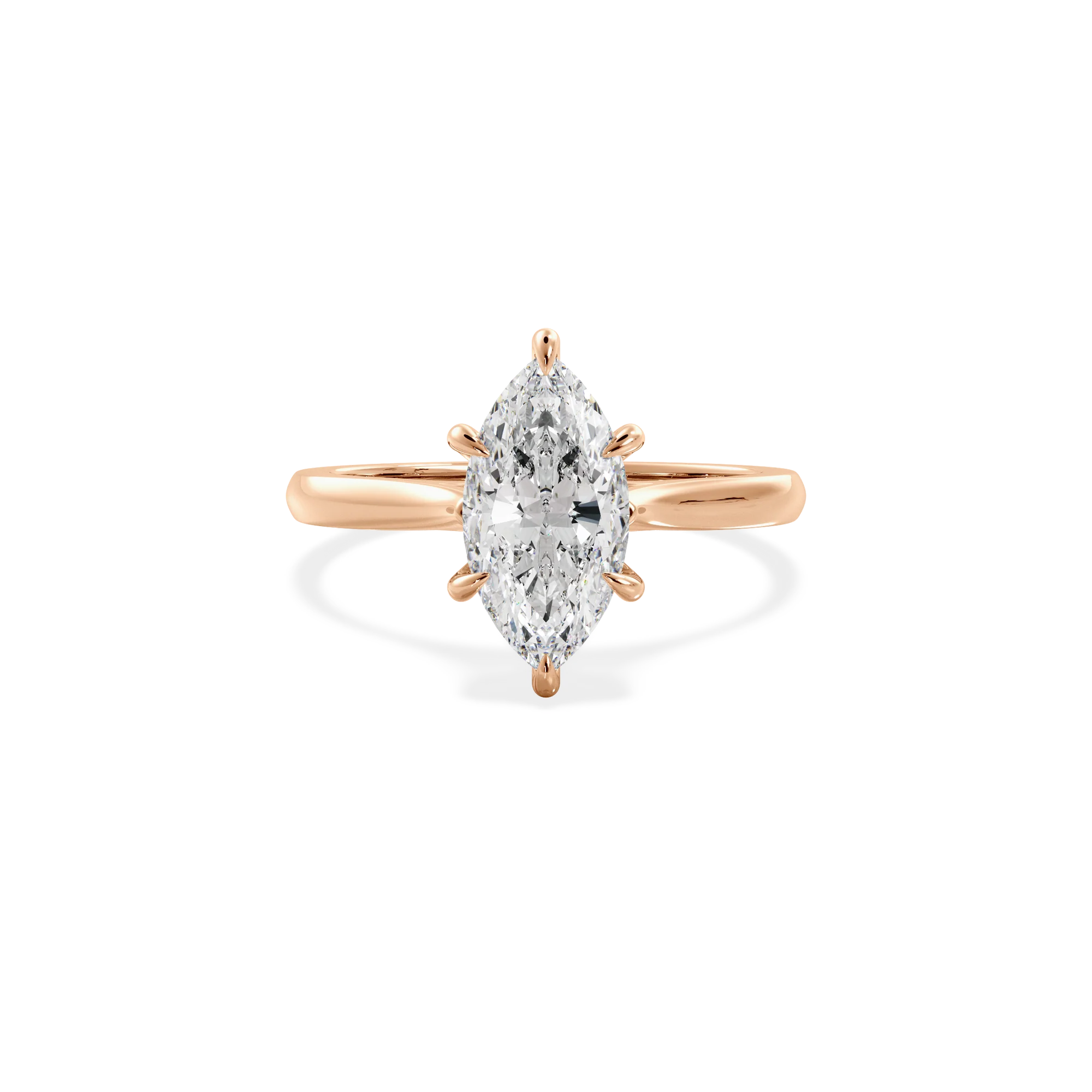 Marquise solitaire with elevated shoulders rose gold