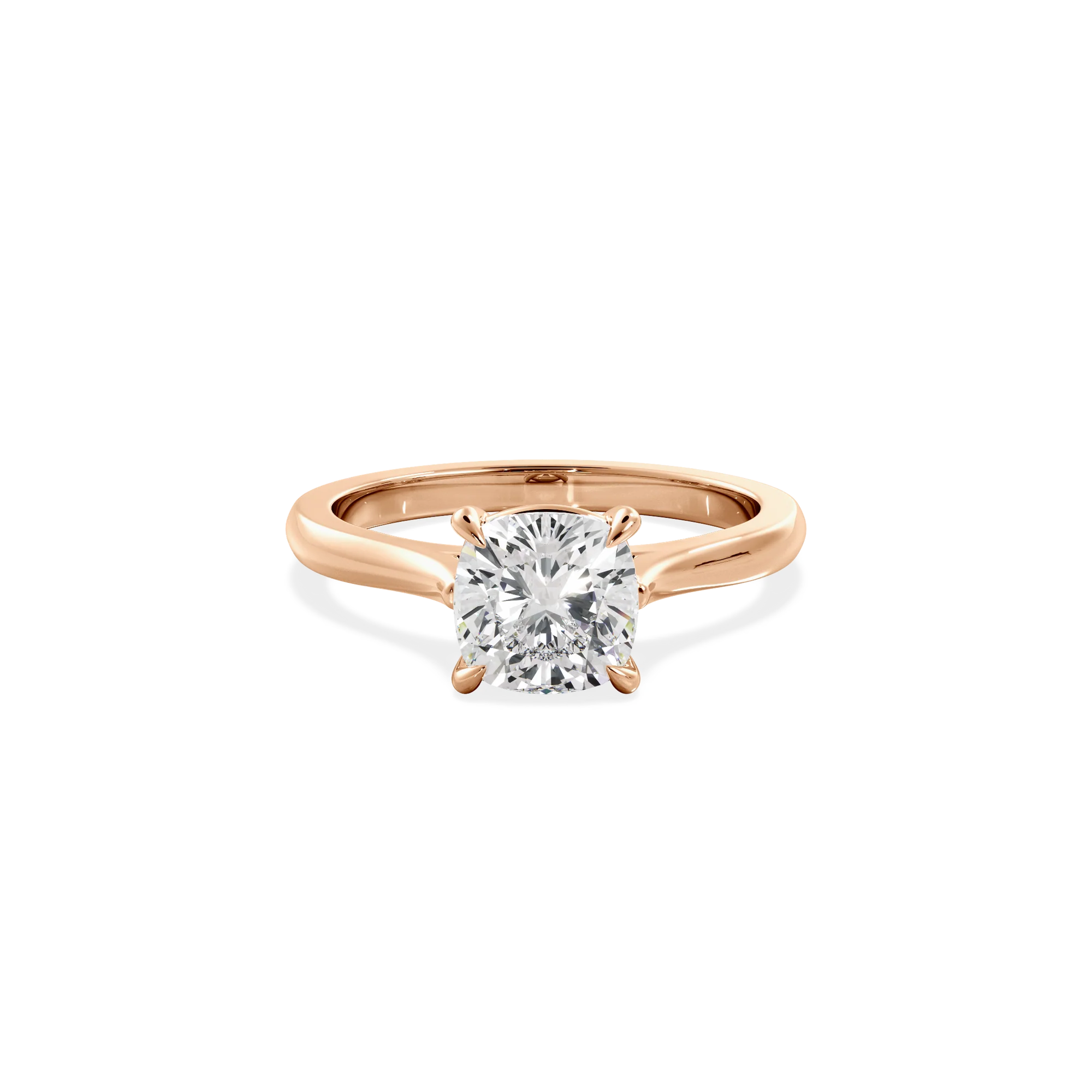 Cushion solitaire with elevated shoulders rose gold