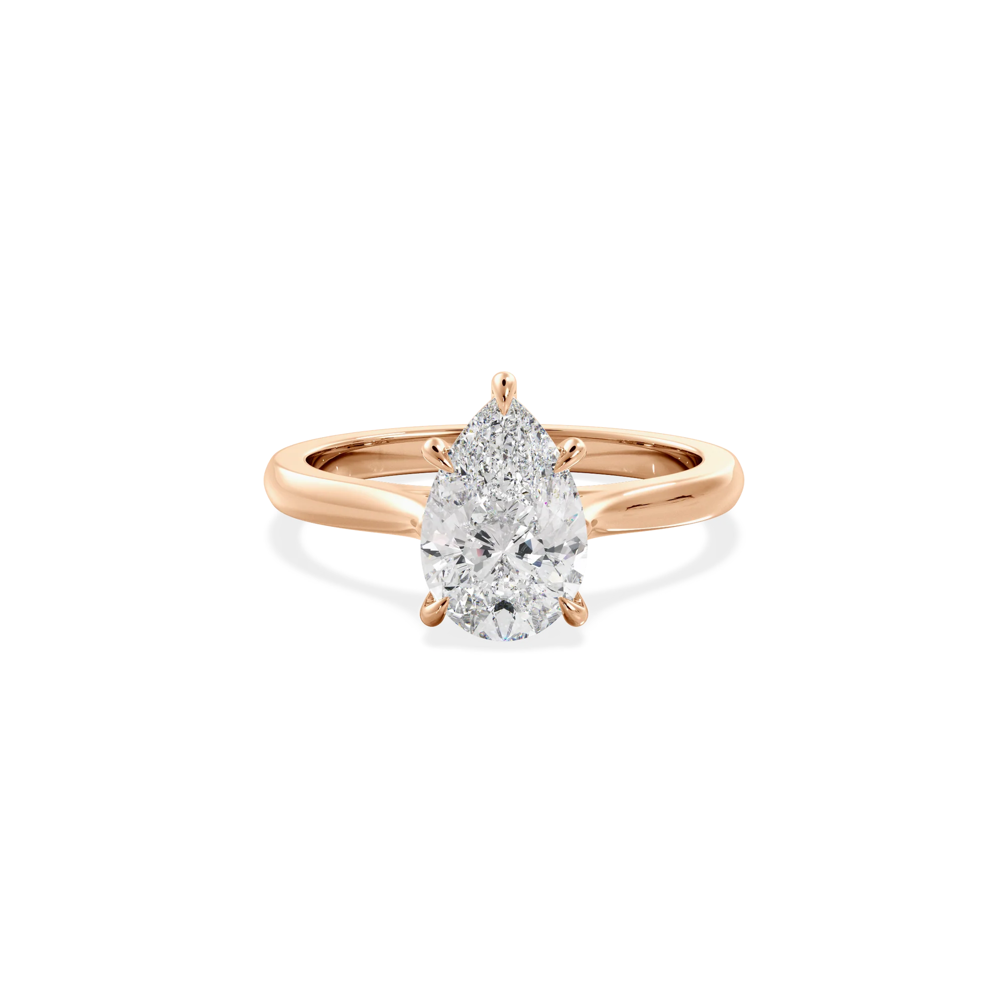 Pear solitaire with elevated shoulders rose gold