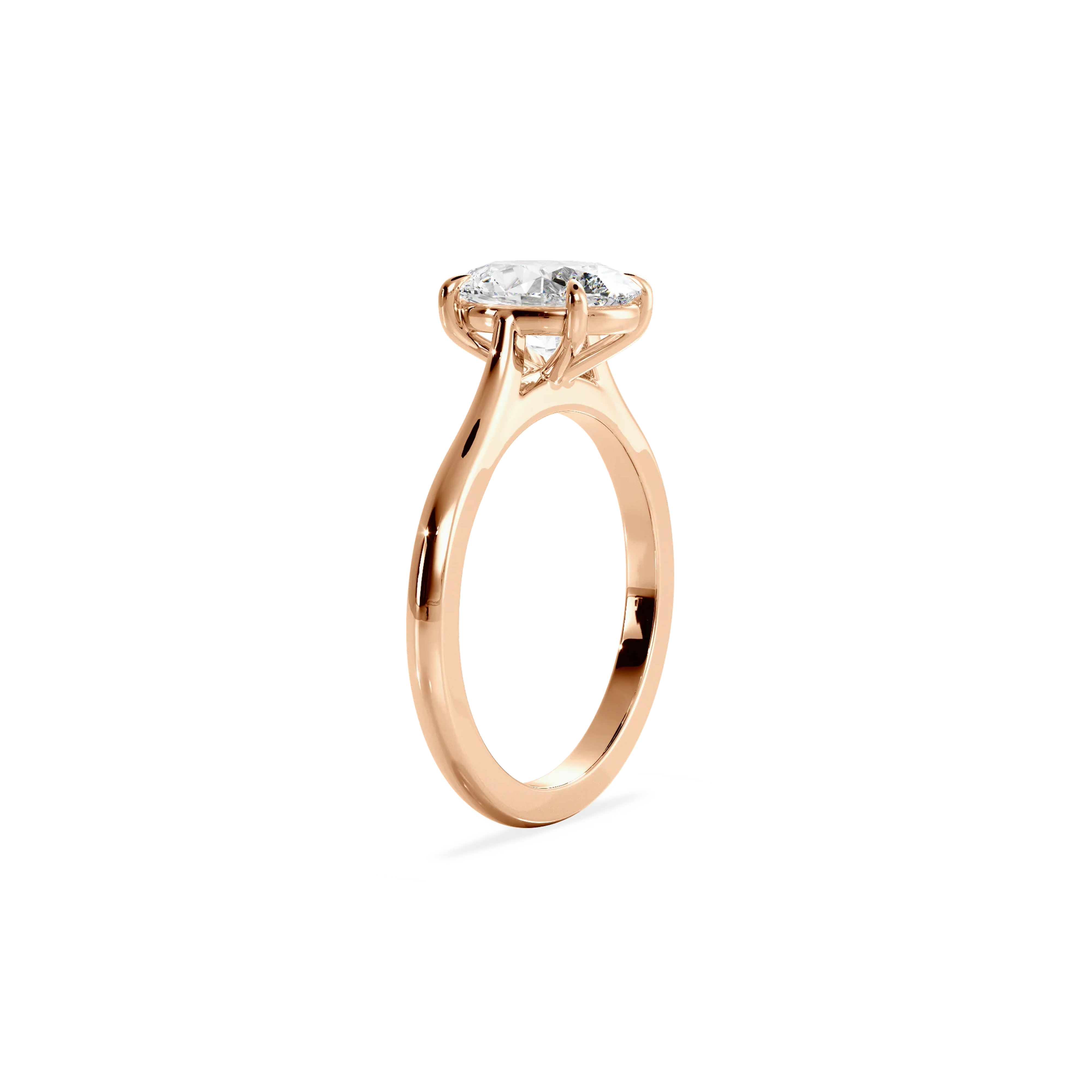 Oval solitaire with elevated shoulders rose gold