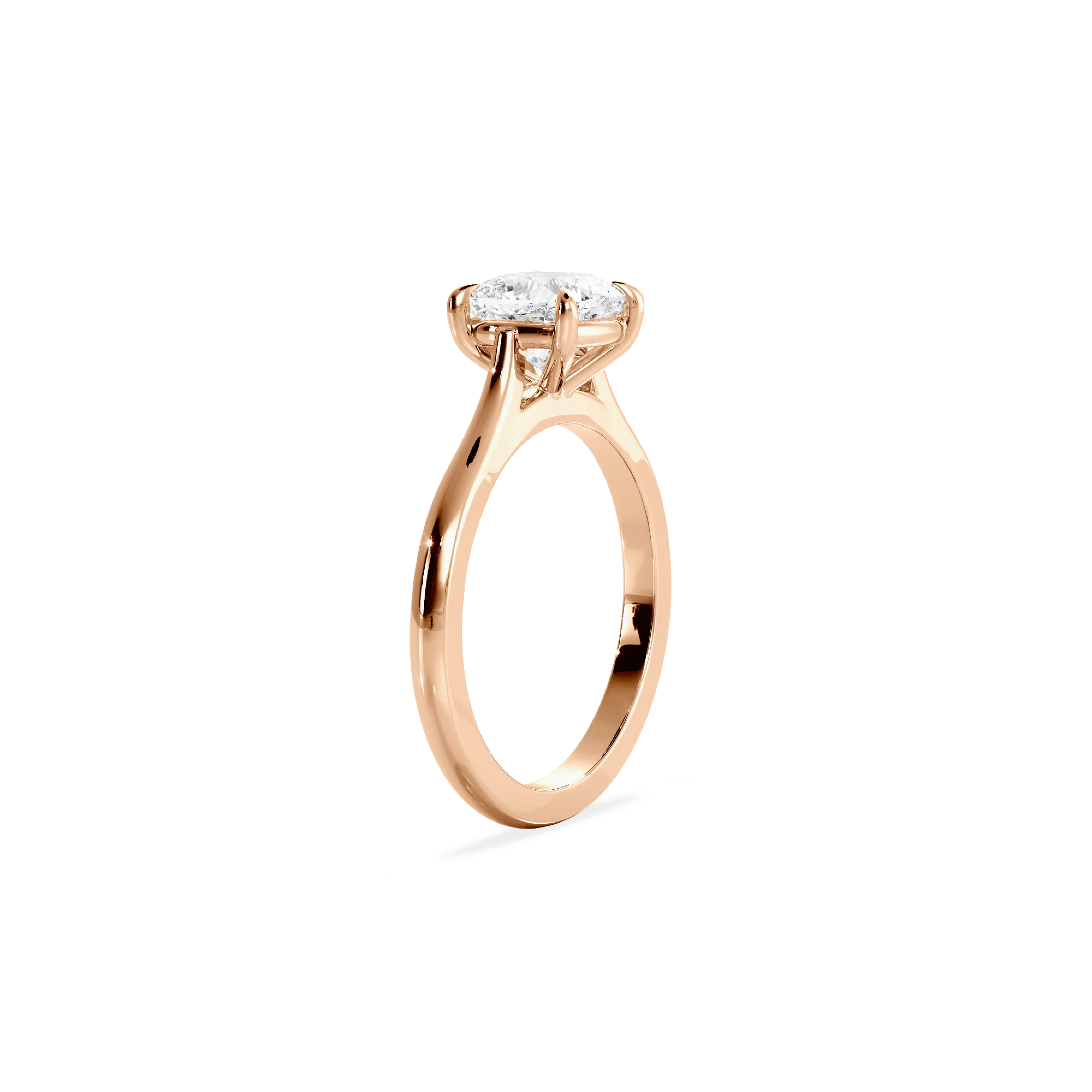 Cushion solitaire with elevated shoulders rose gold
