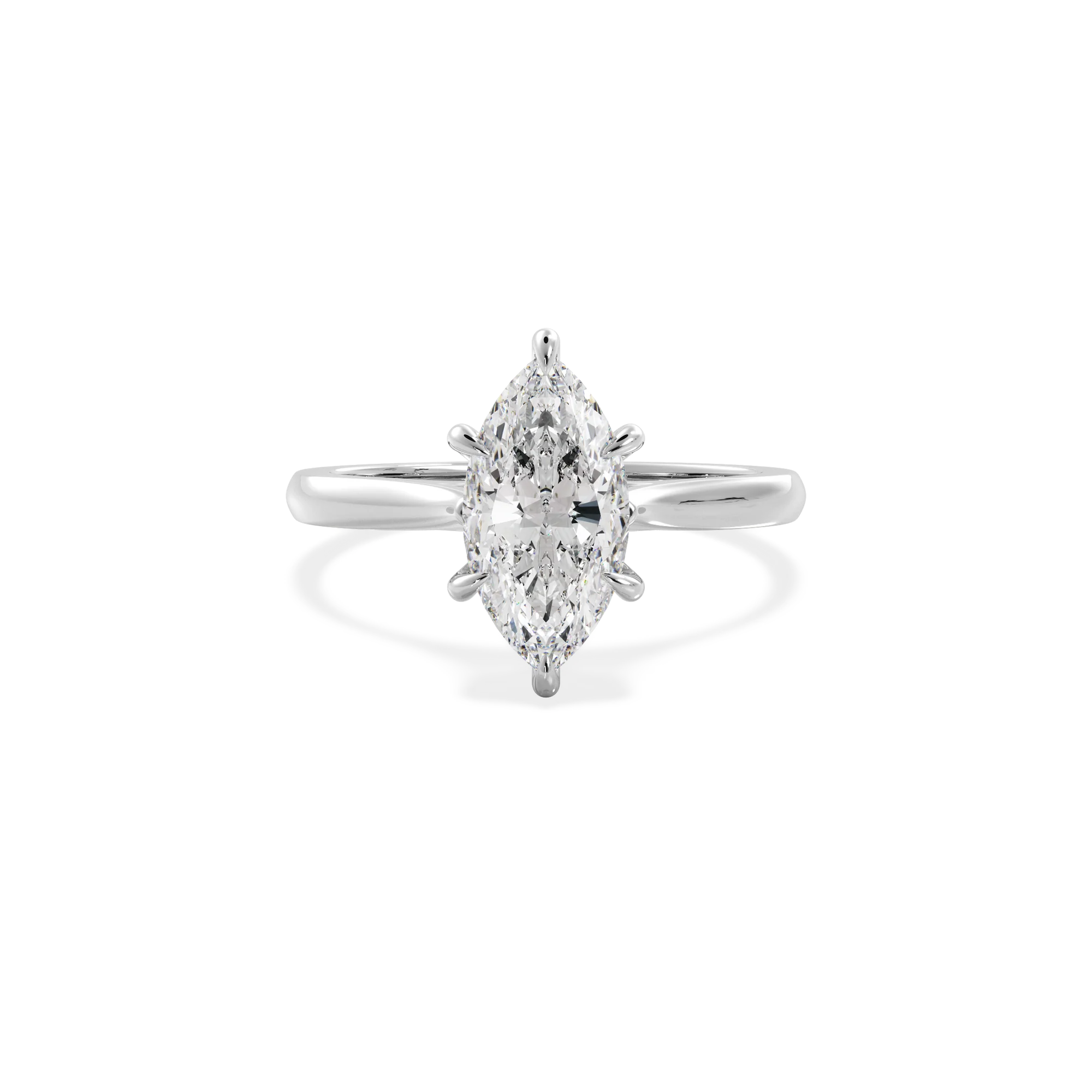 Marquise solitaire with elevated shoulders white gold