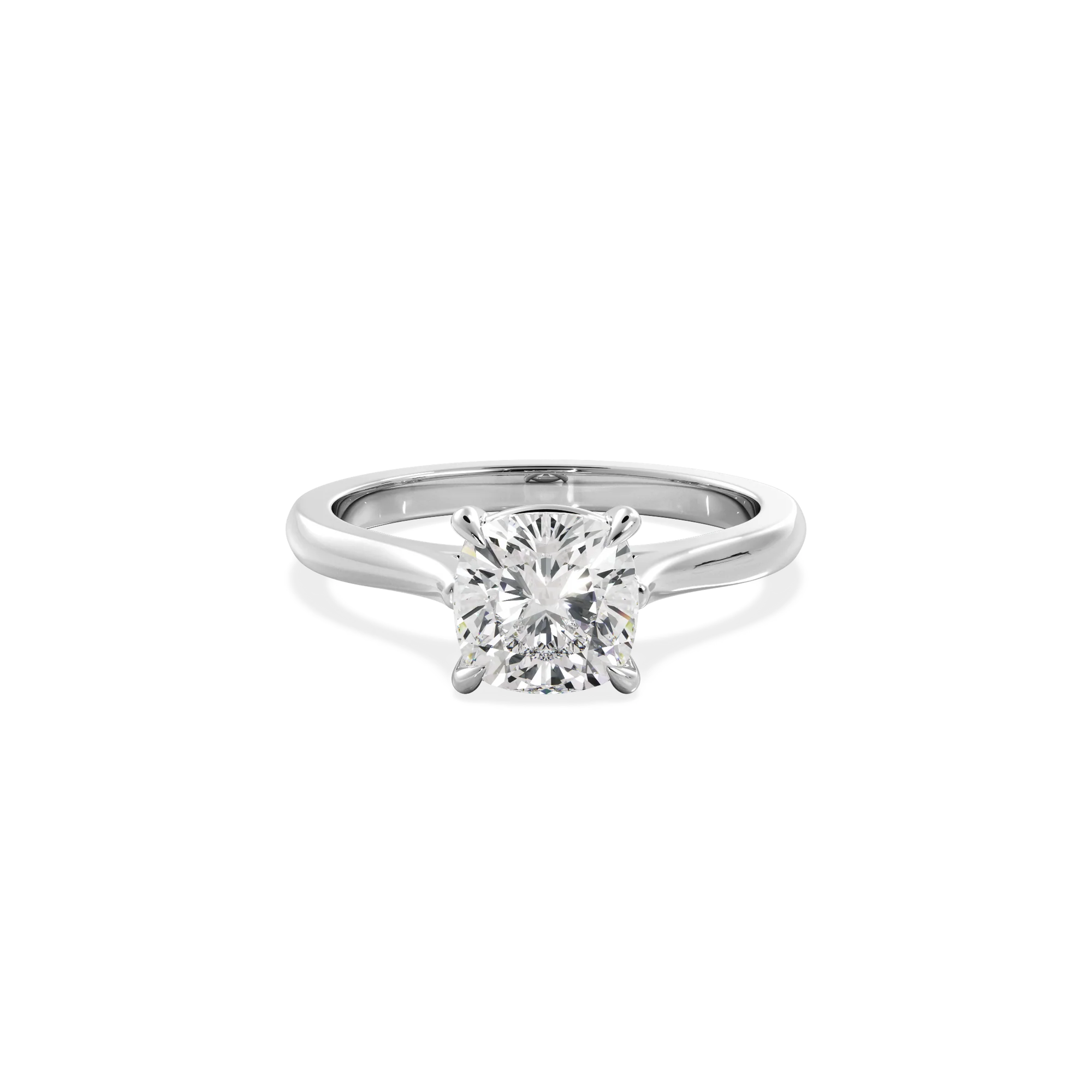Cushion solitaire with elevated shoulders silver