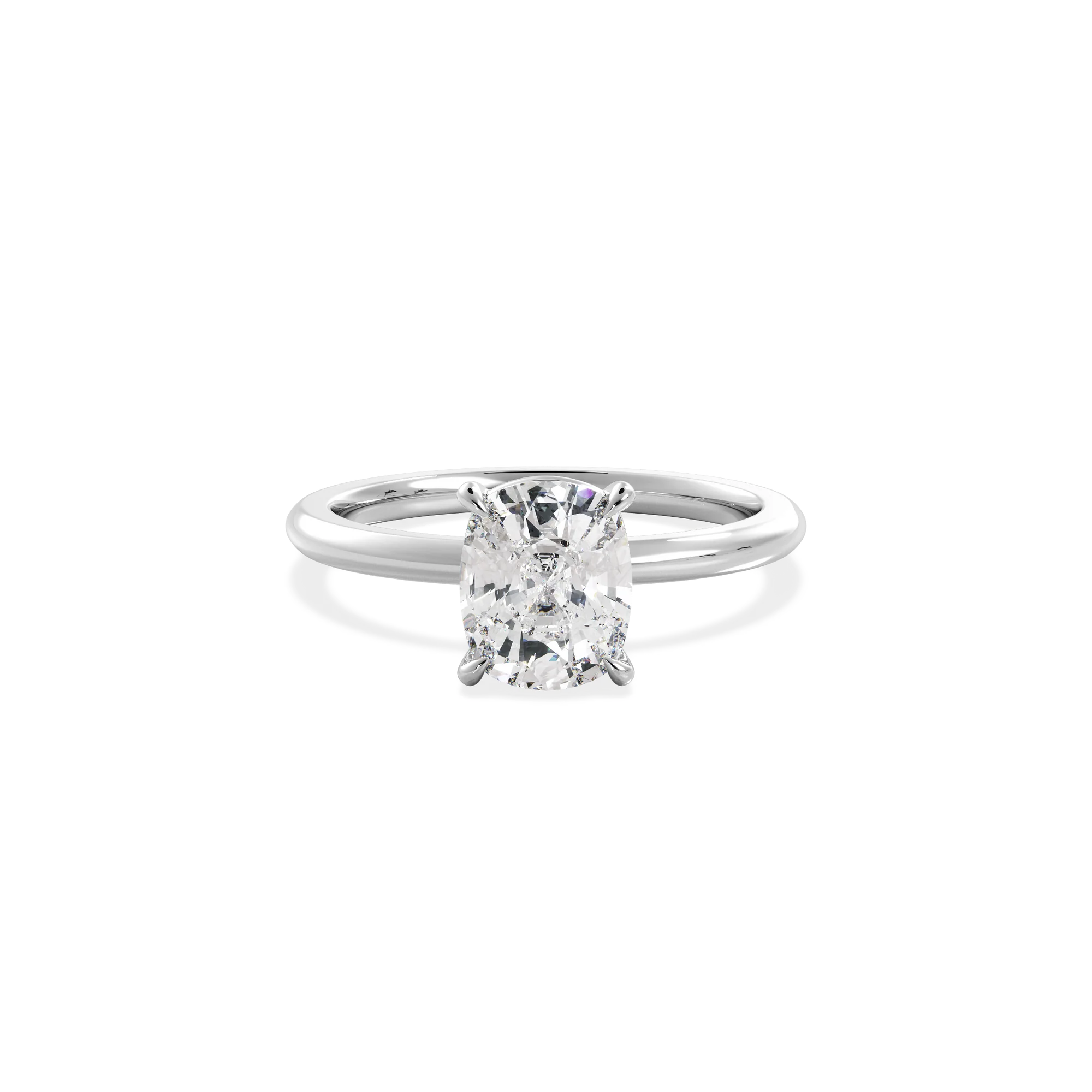 Elongated Cushion solitaire white gold