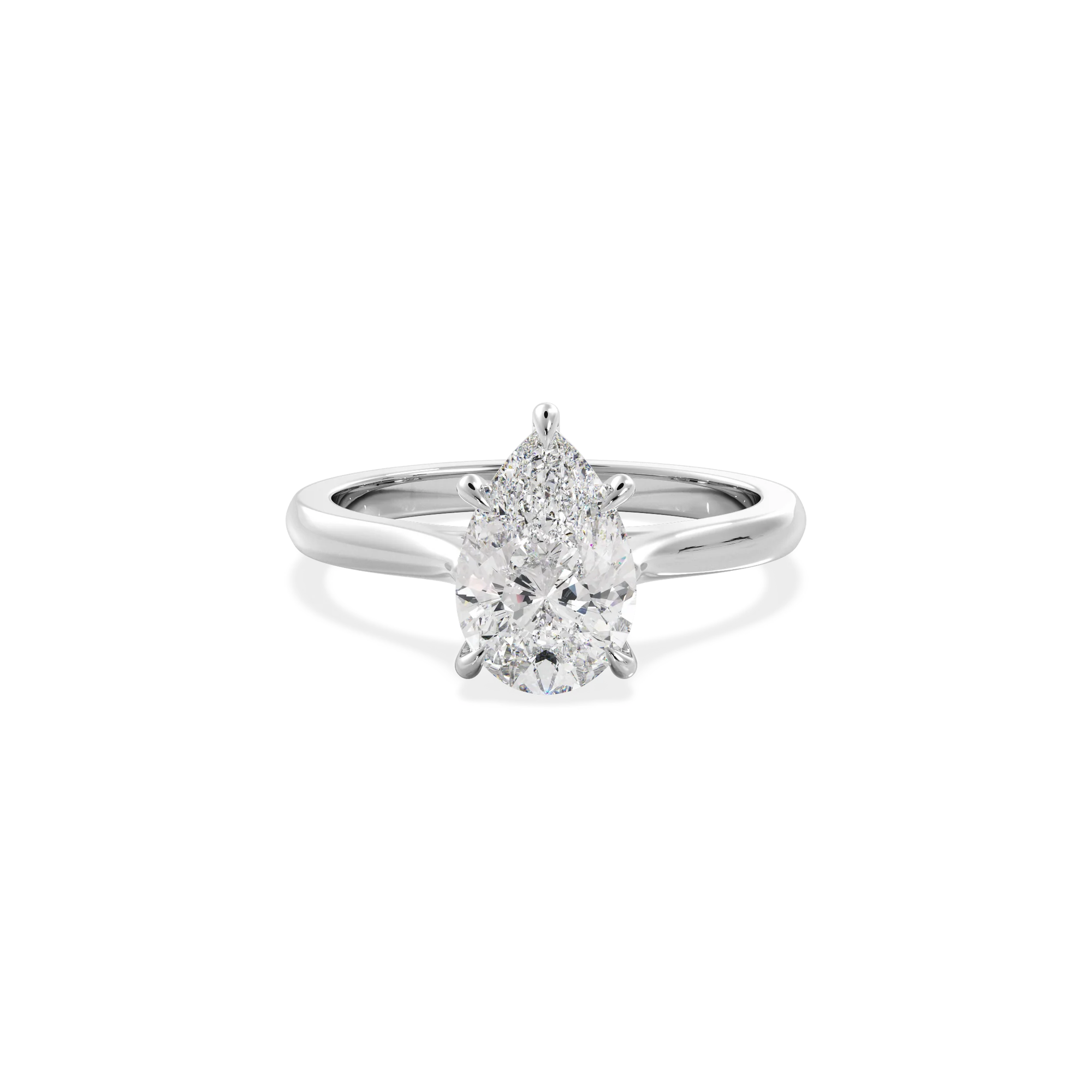 Pear solitaire with elevated shoulders silver
