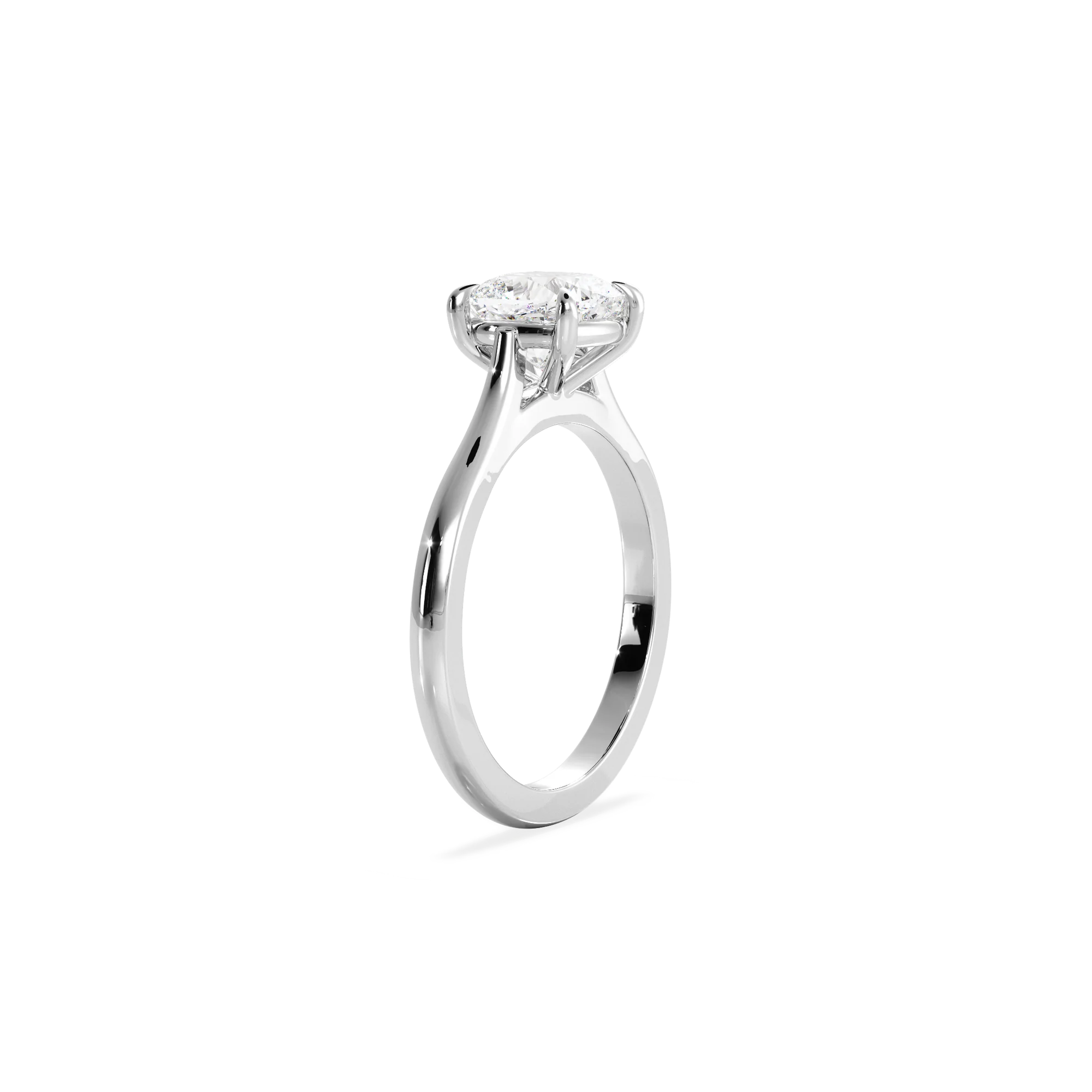 Cushion solitaire with elevated shoulders silver