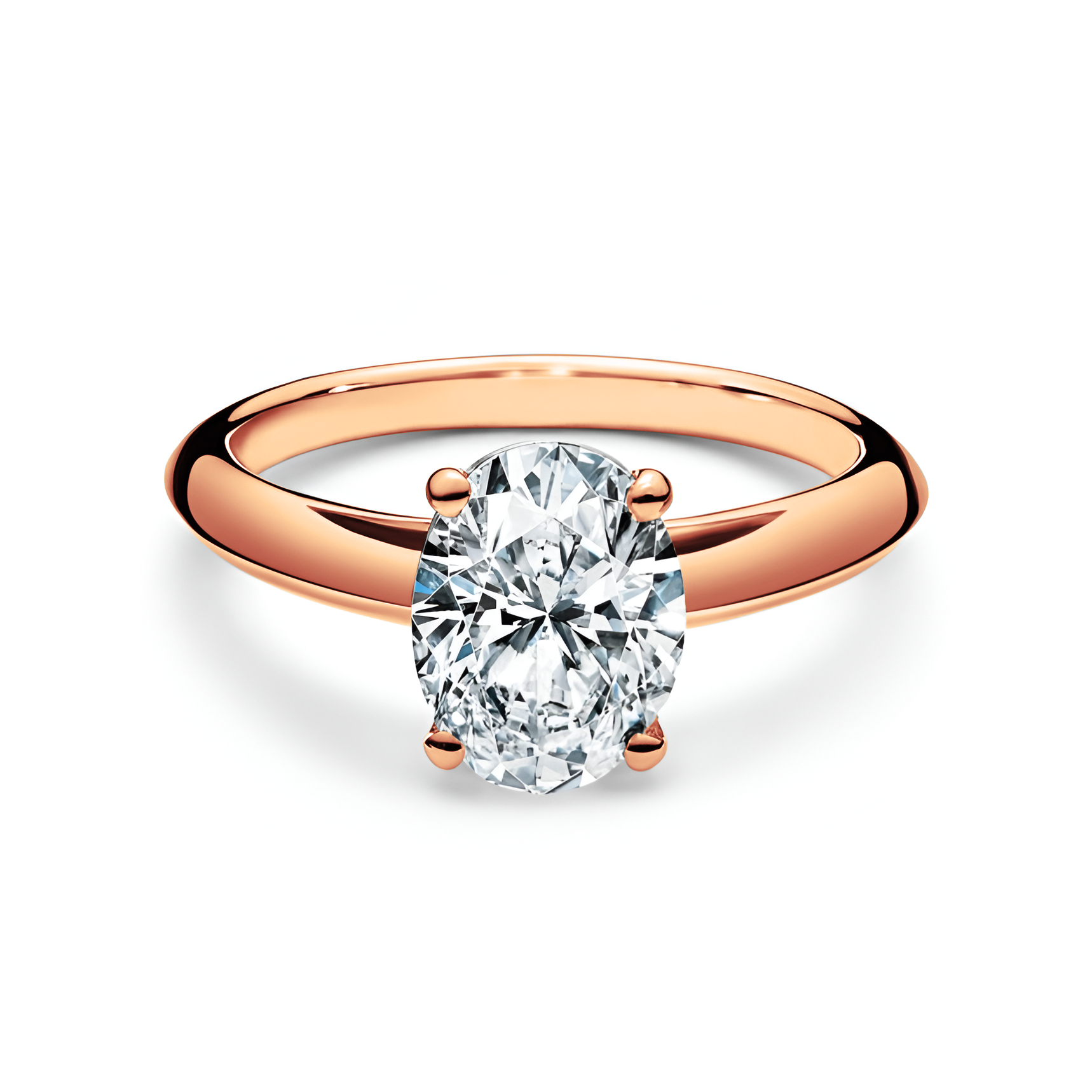Anillo de compromiso Oval Oro Rosa 14K.