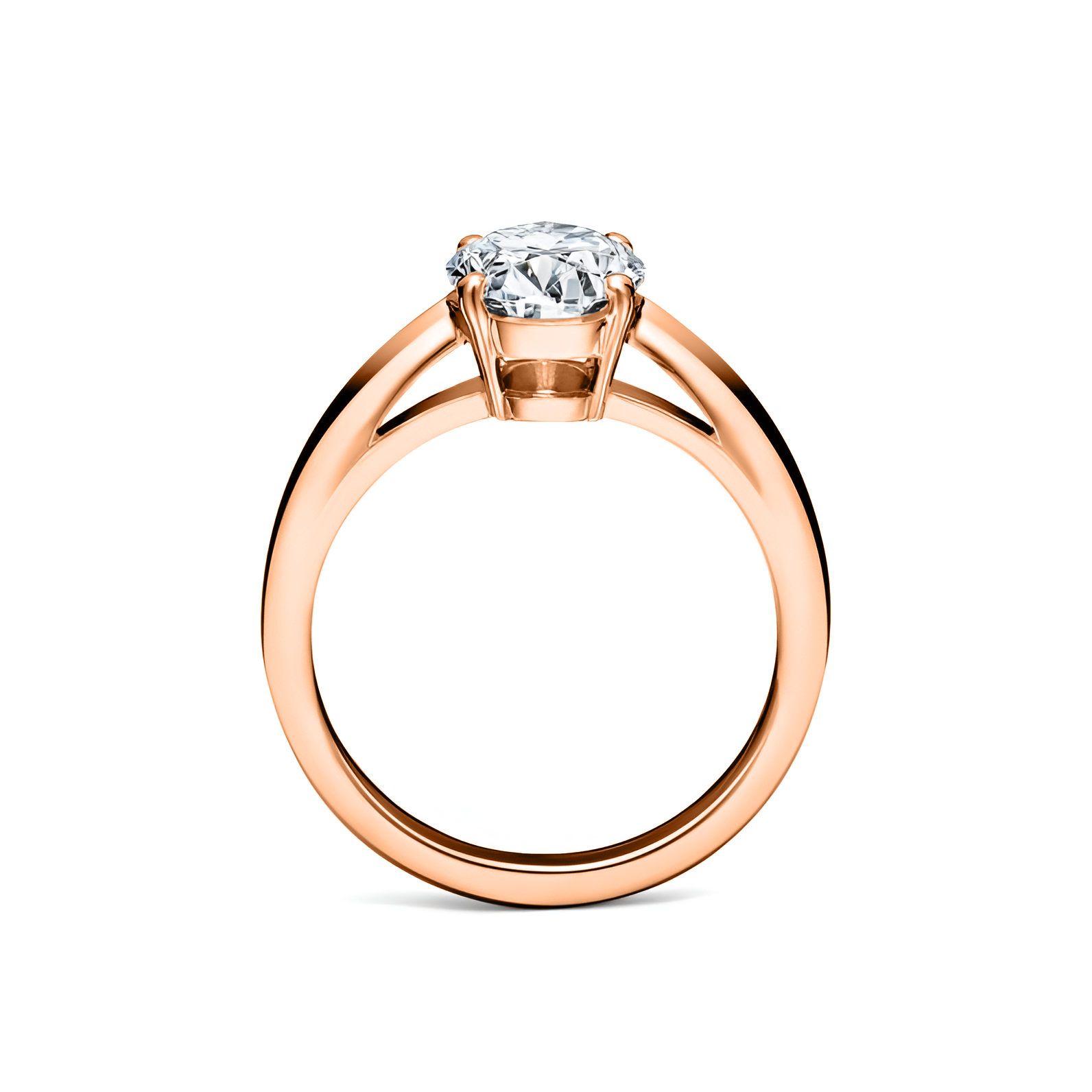 Anillo de compromiso Oval Oro Rosa 14K.