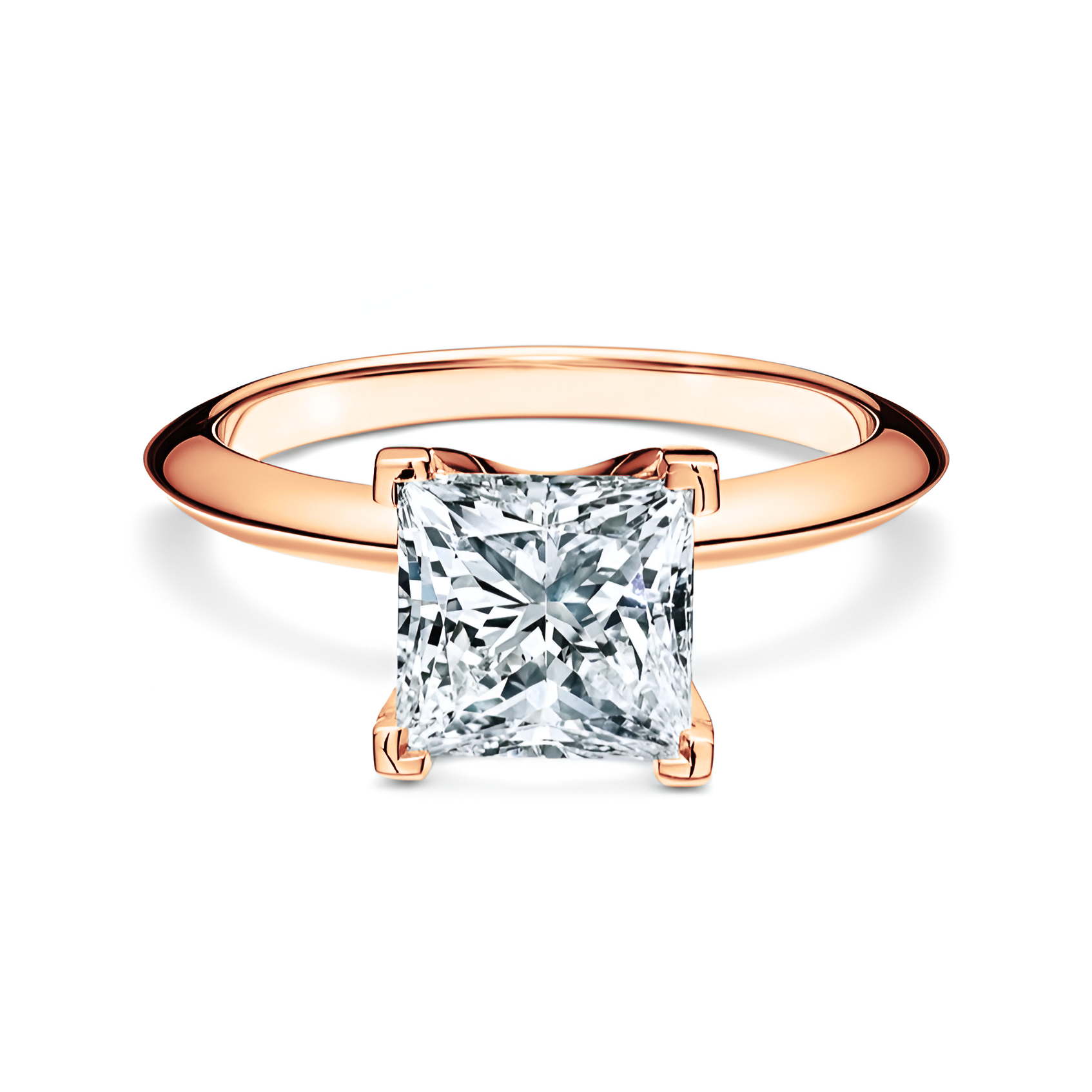 Anillo de compromiso Princesa Oro Rosa 14K.