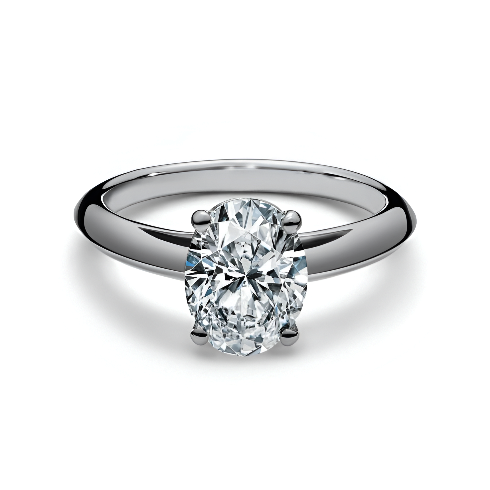 Anillo de compromiso Oval Oro Blanco 14K.